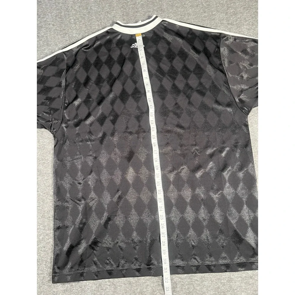 Vintage Adidas Diamond Harlequin Soccer Jersey Black White Mens XXL 90s EQT